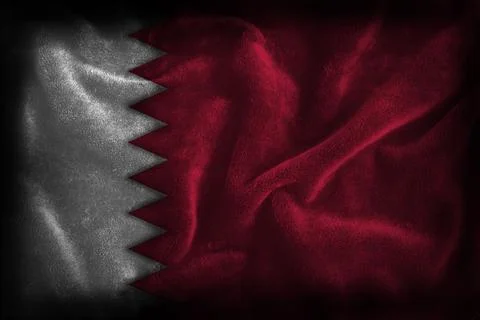 Qatari flag illustration with dark textured background Illustrazione stock
