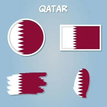 Qatari flag overlay on Qatari map with polygonal style. Illustrazione stock