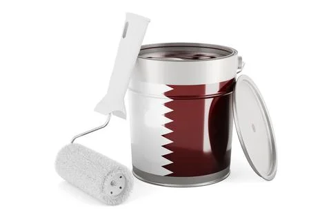 Qatari flag on the paint can, 3D rendering Stock Illustration
