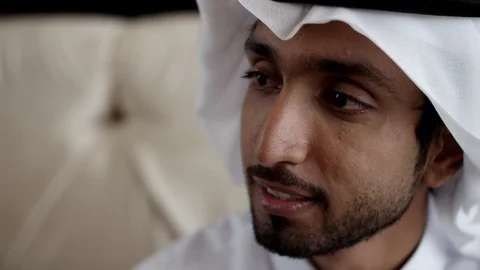 Qatari man talking at hotel. Stock Footage 119392979