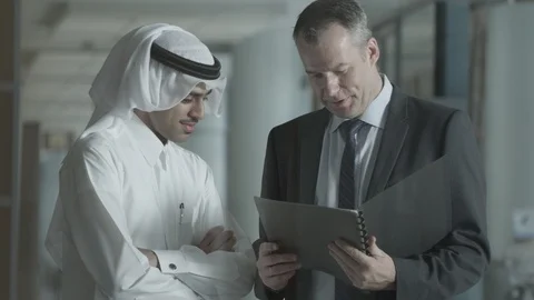 Qatari man talking with other man. Stock Footage 90800162