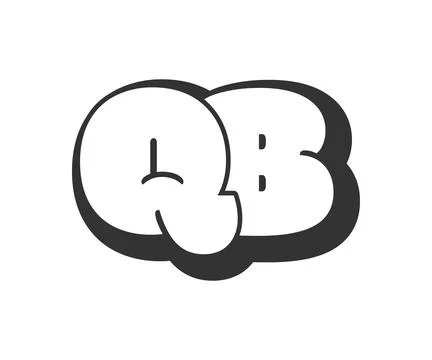 QB logo, bubble comic lettering, rounded in graffiti style black and white .. Stock Illustration