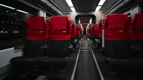 QBB train interior, seats, saloon, Vienna trains Stock Footage 252126370
