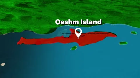 Qeshm Island Animated Map Zoom In View Stock Footage 344372422
