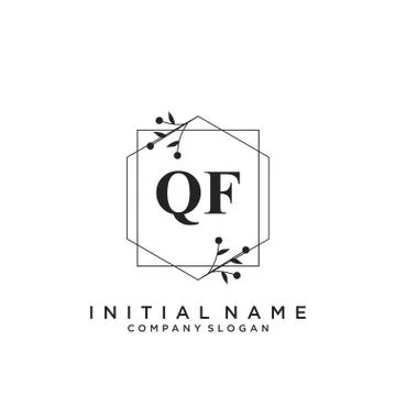 QF Initial handwriting logo design Stock Illustration