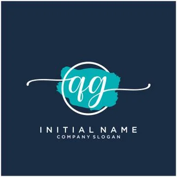 QG Initial handwriting logo design with brush circle Stock Illustration