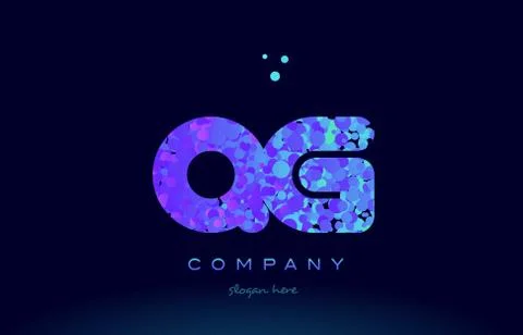 Qg q g bubble circle dots pink blue alphabet letter logo icon vector Stock Illustration