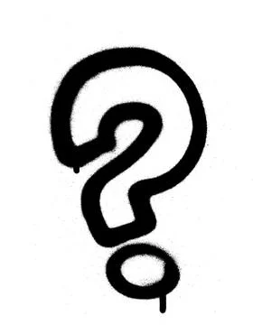 Qgraffiti sprayed question mark in black on white Stock Illustration