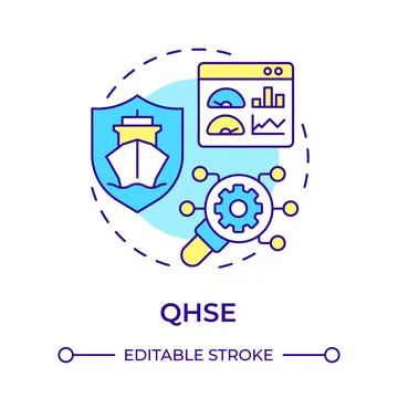 QHSE multi color concept icon Stock Illustration
