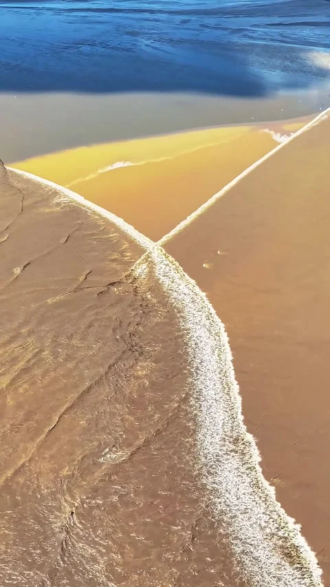 Qiantang River Tidal Bore Creating a Tidal Tree Pattern China Stock Footage 342603483