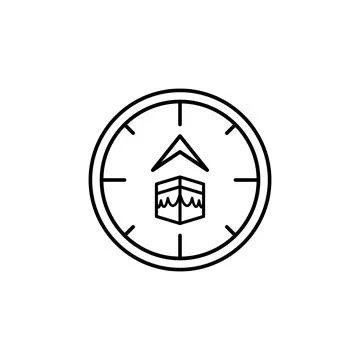 Qibla, compas, kaaba icon. Simple line, outline vector religion icons for ui and Stock Illustration