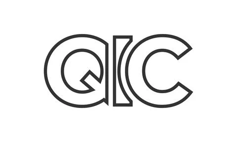 QIC logo design template with strong and modern bold text. Initial based ve.. Stock Illustration
