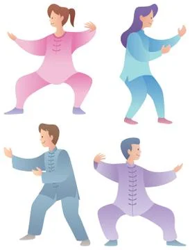 Qigong Characters Set 库存插图