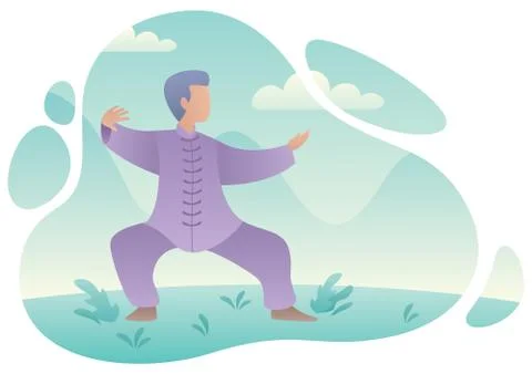 Qigong Practicing Man Stockillustratie