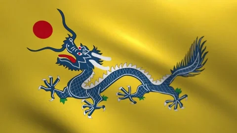 Qing Dynasty Flag Waving Loop 4K – Historical Qing Empire Flag Animation Vídeos de archivo 336295672