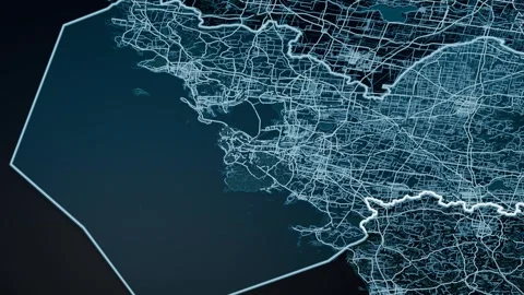 Qingdao China Glowing Digital Map Animation 4K Stock Footage 337111887