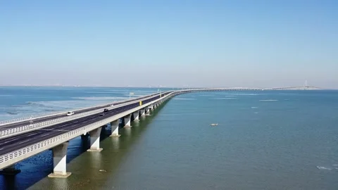 Qingdao Jiaozhouwan bridge Stock Footage 167552662