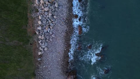 Qingdao Ocean Waves from Above Stock Footage 328396441