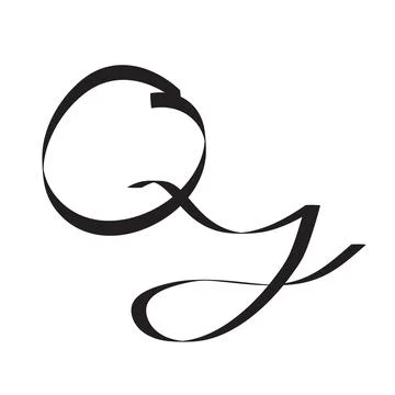 QJ Monogram Letter Initial Cursive Hand Written Calligraphy for Logo Brand Stock Illustration