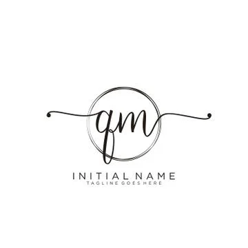 QM Initial handwriting logo with circle template vector Stock Illustration