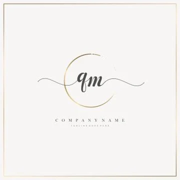 QM Initial Letter handwriting logo hand drawn template vector, logo for beaut Stock Illustration