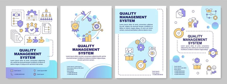 QMS features blue gradient brochure template 스톡 일러스트