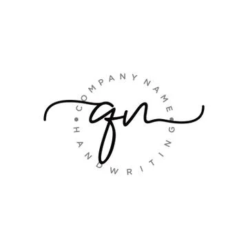 QN Initial handwriting logo design Stock Illustration