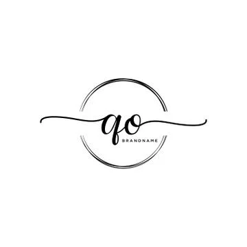 QO Initial handwriting logo with circle template vector Stock Illustration
