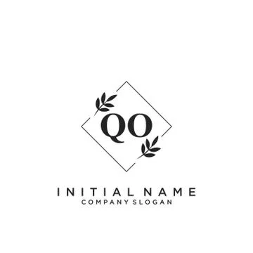 QO Initial handwriting logo design Stock Illustration