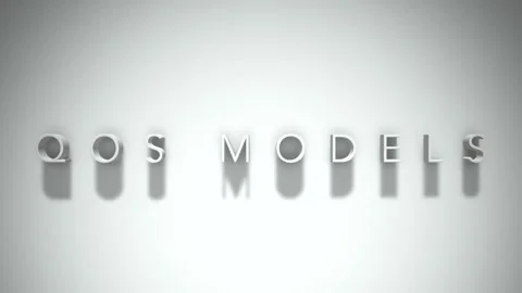 Qos models 3D title animation with shadows on a white background Stock Footage 296930345