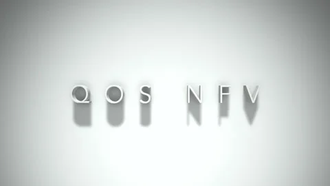 Qos nfv 3D title animation with shadows on a white background Stock Footage 296930352