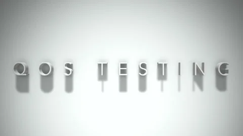 Qos testing 3D title animation with shadows on a white background Stock Footage 296930360