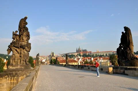 Qothic Castle with the Charles Bridge Stock Photos