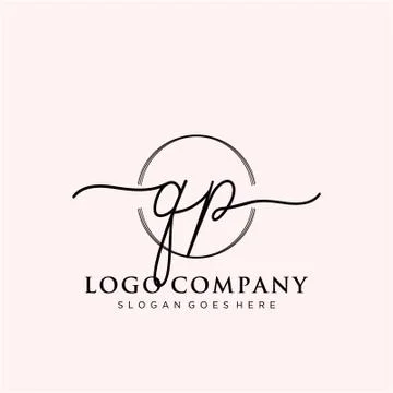 QP Initial handwriting logo design Stock Illustration