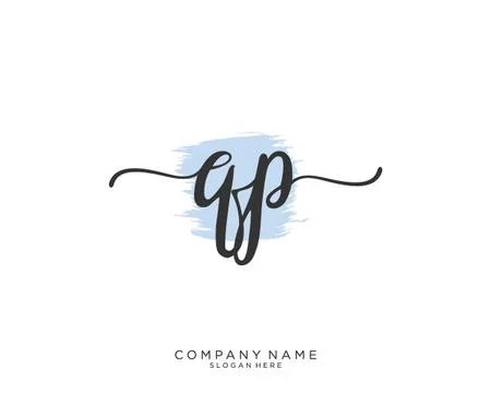 QP Initial handwriting logo design Stock Illustration