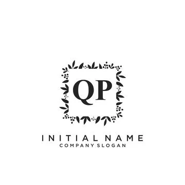 QP Initial handwriting logo design Stock Illustration