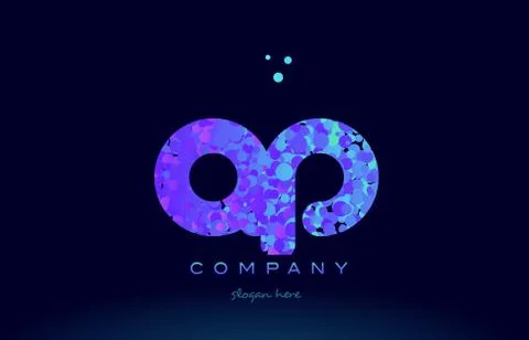 Qp q p bubble circle dots pink blue alphabet letter logo icon vector Stock Illustration
