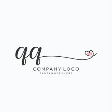 QQ Initial handwriting logo design Stock Illustration