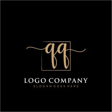 QQ Initial handwriting logo with rectangle template vector イラスト素材