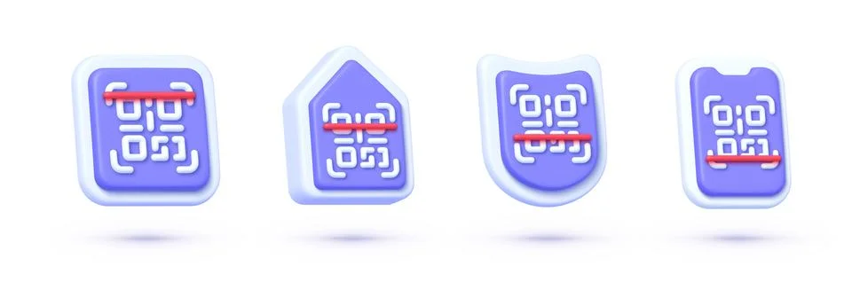 Qr code 3d set for concept design. Business concept barcode pictogram. Web Illustrazione stock