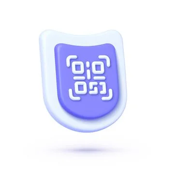 Qr code 3d shield, great design for any purposes. 3d vector render concept Stock-Illustration