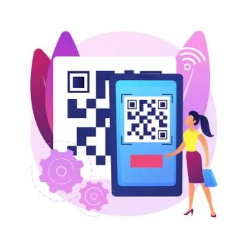 QR code abstract concept vector illustration. Stock Illustration