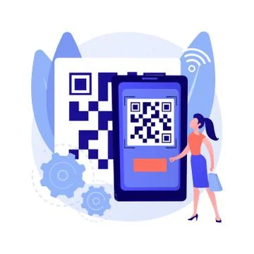 QR code abstract concept vector illustration. Stock Illustration