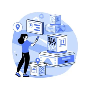 QR code abstract concept vector illustration. Stock Illustration