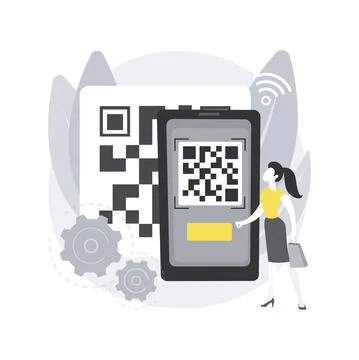 QR code abstract concept vector illustration. Stock Illustration
