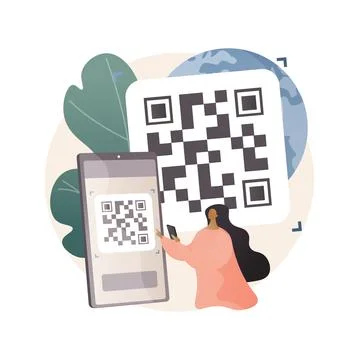 QR code abstract concept vector illustration. Stock Illustration