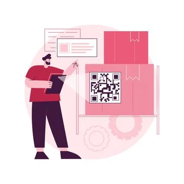 QR code abstract concept vector illustration. Illustrazione stock