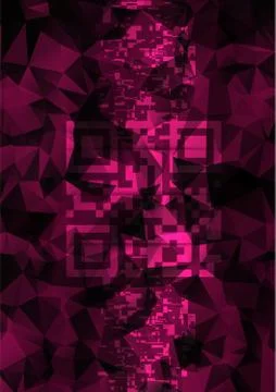 QR code abstract dark pink color geometric design poster or background. Raste Stock Illustration