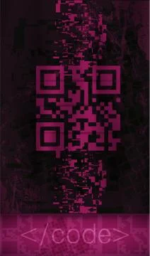 QR code abstract dark pink color grunge poster or background Illustrazione stock