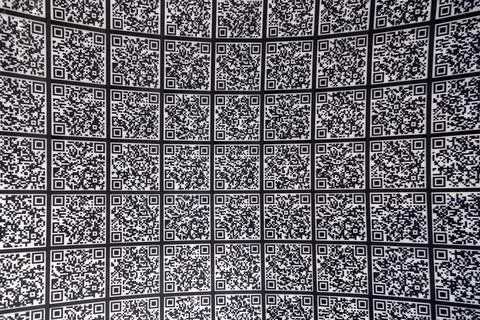 Qr code abstract pattern background, black and white, horizontal Stock Photos